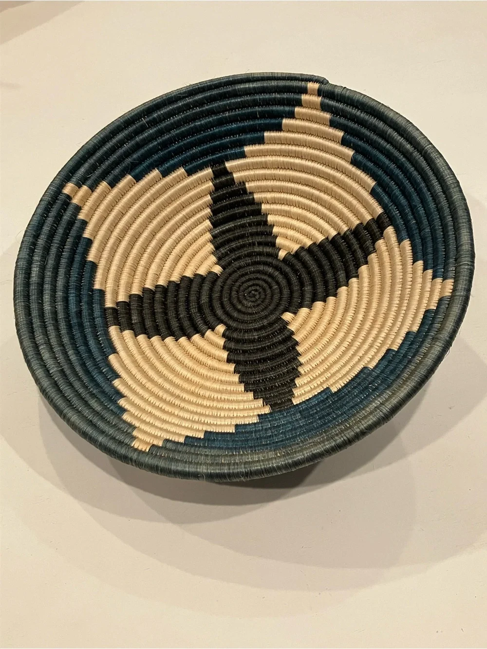 Handwoven Pictorial Wall Basket in Greens  & Cream